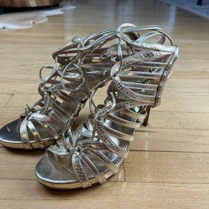Bebe Gold Lace Up Heels
